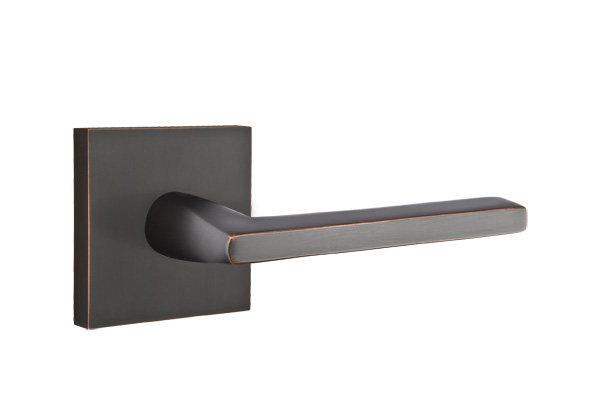 Emtek 5050HLOUS10B Dummy, Pair. Square Rosette. Helios Lever. Oil Rubbed Bronze