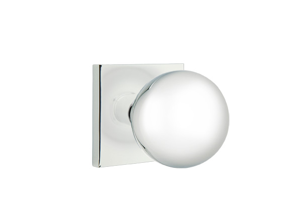 Emtek 5050ORBUS26 Dummy, Pair. Square Rosette. Orb Knob. Polished Chrome