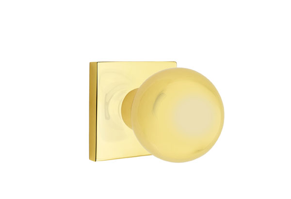 Emtek 5050ORBUS3NL Dummy, Pair. Square Rosette. Orb Knob. Unlacquered Brass