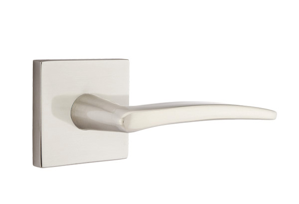 Emtek 5050POSUS15 Dummy, Pair. Square Rosette. Poseidon Lever. Satin Nickel