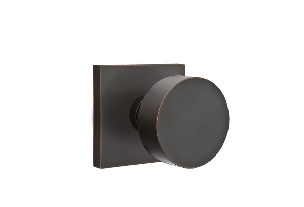 Emtek 5050ROUUS10B Dummy, Pair. Square Rosette. Round Knob. Oil Rubbed Bronze