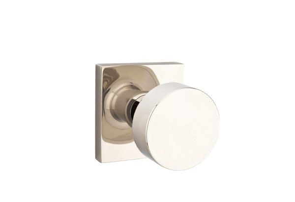 Emtek 5050ROUUS14 Dummy, Pair. Square Rosette. Round Knob. Polished Nickel-Lifetime