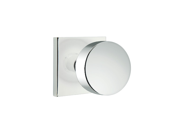 Emtek 5050ROUUS26 Dummy, Pair. Square Rosette. Round Knob. Polished Chrome