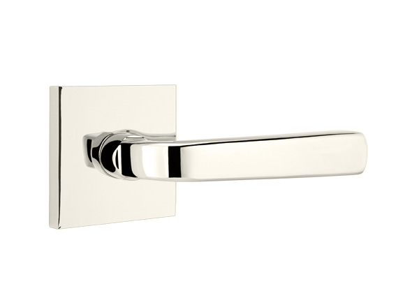 Emtek 5050SIOUS14 Dummy, Pair. Square Rosette. Sion Lever . Polished Nickel-Lifetime