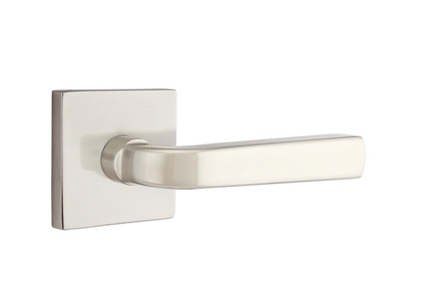 Emtek 5050SIOUS15 Dummy, Pair. Square Rosette. Sion Lever . Satin Nickel