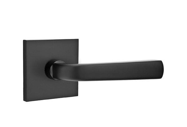 Emtek 5050SIOUS19 Dummy, Pair. Square Rosette. Sion Lever . Flat Black