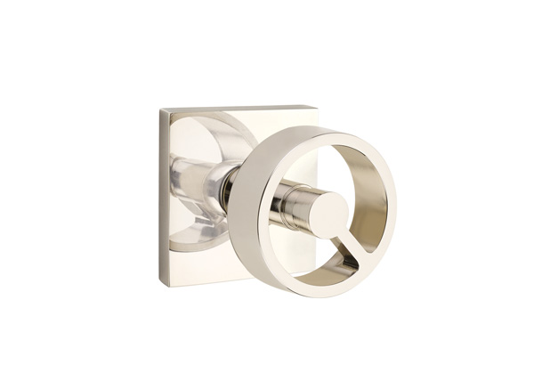 Emtek 5050SPKUS14 Dummy, Pair. Square Rosette. Spoke Knob. Polished Nickel-Lifetime