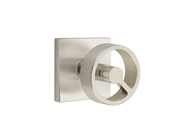 Emtek 5050SPKUS15 Dummy, Pair. Square Rosette. Spoke Knob. Satin Nickel