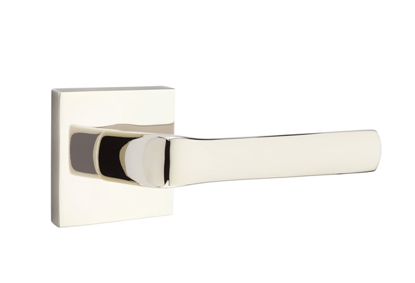 Emtek 5050SPNUS14 Dummy, Pair. Square Rosette. Spencer Lever. Polished Nickel-Lifetime