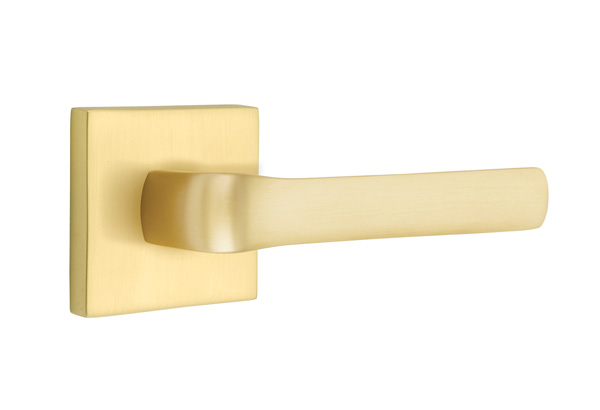 Emtek 5050SPNUS4 Dummy, Pair. Square Rosette. Spencer Lever. Satin Brass