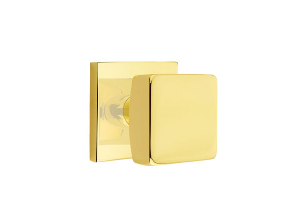 Emtek 5050SQUUS3NL Dummy, Pair. Square Rosette. Square Knob. Unlacquered Brass