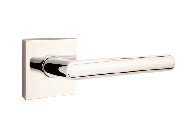 Emtek 5050STUUS14 Dummy, Pair. Square Rosette. Stuttgart Lever. Polished Nickel-Lifetime