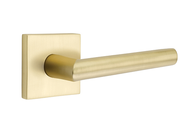 Emtek 5050STUUS4 Dummy, Pair. Square Rosette. Stuttgart Lever. Satin Brass