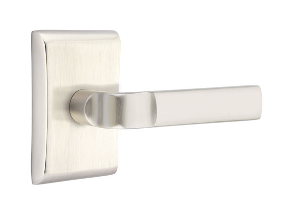 Emtek 5051ASTUS15 Dummy, Pair. Neos Rosette. Aston Lever. Satin Nickel