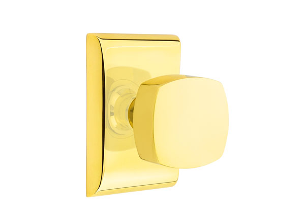 Emtek 5051FRKUS3NL Dummy, Pair. Neos Rosette. Freestone Knob. Unlacquered Brass