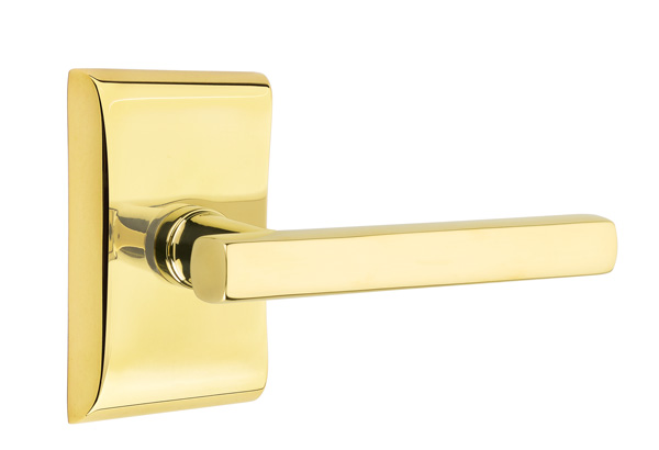 Emtek 5051FRLUS3NL Dummy, Pair. Neos Rosette. Freestone Lever. Unlacquered Brass