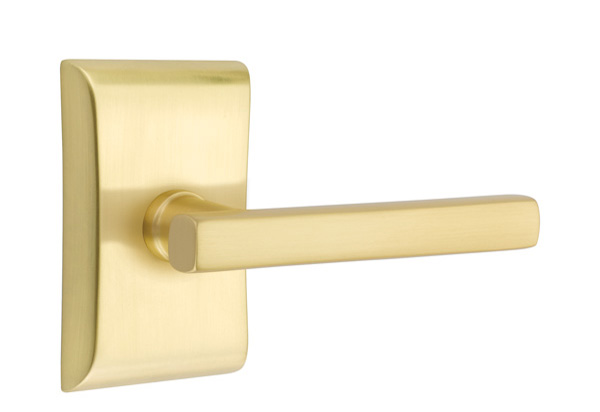 Emtek 5051FRLUS4 Dummy, Pair. Neos Rosette. Freestone Lever. Satin Brass