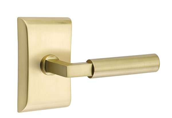 Emtek 5051HECUS4 Dummy, Pair. Neos Rosette. Hercules Lever. Satin Brass