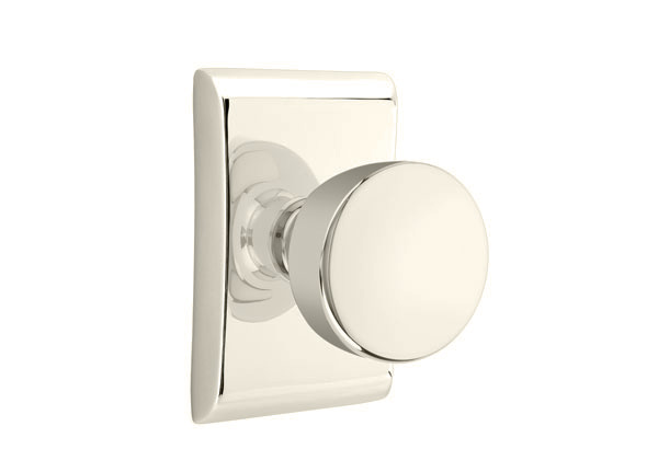 Emtek 5051LAUUS14 Dummy, Pair. Neos Rosette. Laurent Knob. Polished Nickel-Lifetime