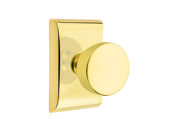 Emtek 5051LAUUS3NL Dummy, Pair. Neos Rosette. Laurent Knob. Unlacquered Brass