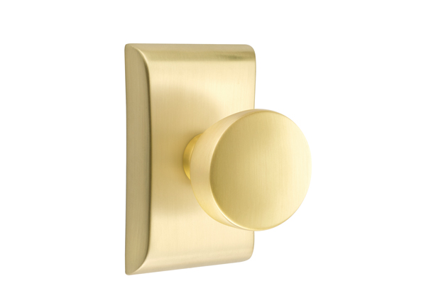 Emtek 5051LAUUS4 Dummy, Pair. Neos Rosette. Laurent Knob. Satin Brass