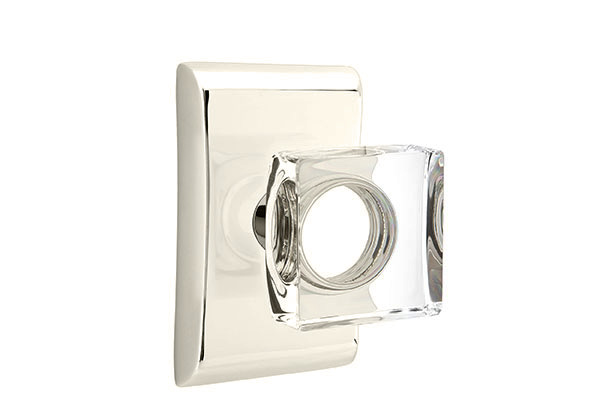 Emtek 5051MSCUS14 Dummy, Pair. Neos Rosette. Modern Square Knob. Polished Nickel-Lifetime