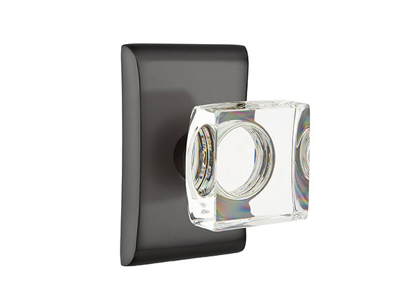 Emtek 5051MSCUS19 Dummy, Pair. Neos Rosette. Modern Square Knob. Flat Black