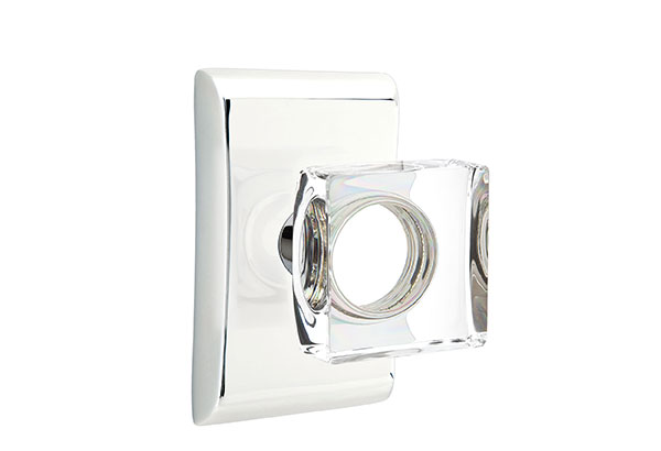 Emtek 5051MSCUS26 Dummy, Pair. Neos Rosette. Modern Square Knob. Polished Chrome