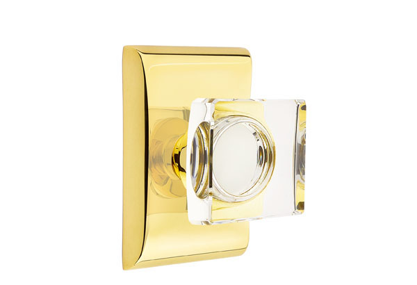 Emtek 5051MSCUS3NL Dummy, Pair. Neos Rosette. Modern Square Knob. Unlacquered Brass