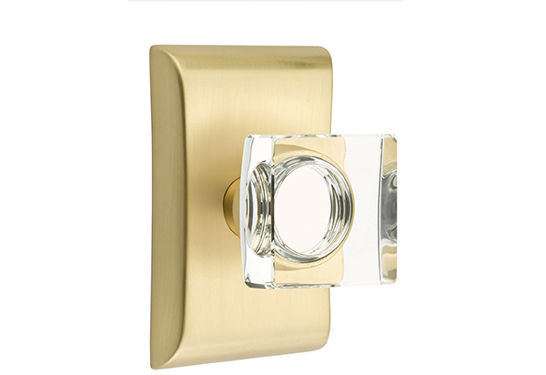 Emtek 5051MSCUS4 Dummy, Pair. Neos Rosette. Modern Square Knob. Satin Brass