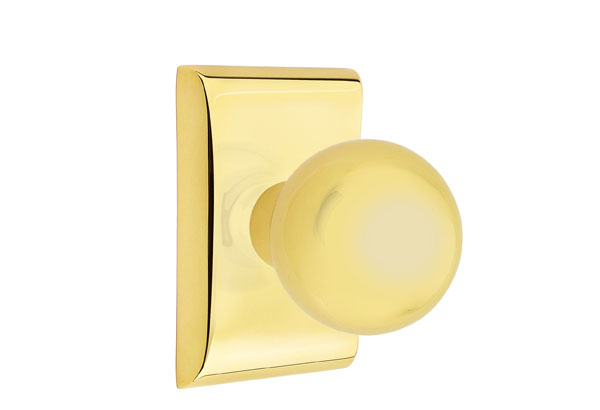 Emtek 5051ORBUS3NL Dummy, Pair. Neos Rosette. Orb Knob. Unlacquered Brass