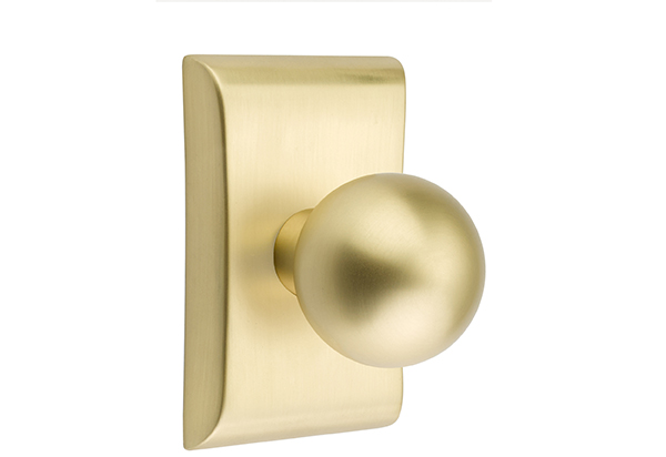 Emtek 5051ORBUS4 Dummy, Pair. Neos Rosette. Orb Knob. Satin Brass