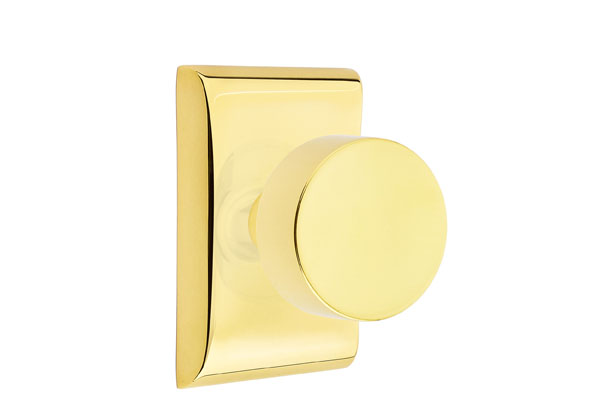 Emtek 5051ROUUS3NL Dummy, Pair. Neos Rosette. Round Knob. Unlacquered Brass