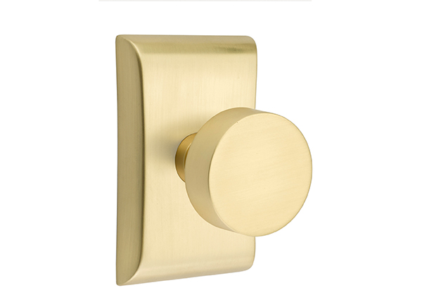 Emtek 5051ROUUS4 Dummy, Pair. Neos Rosette. Round Knob. Satin Brass