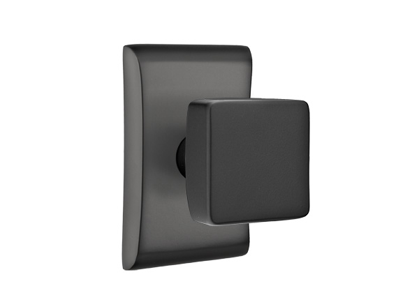 Emtek 5051SQUUS19 Dummy, Pair. Neos Rosette. Square Knob. Flat Black