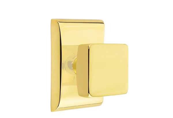 Emtek 5051SQUUS3NL Dummy, Pair. Neos Rosette. Square Knob. Unlacquered Brass