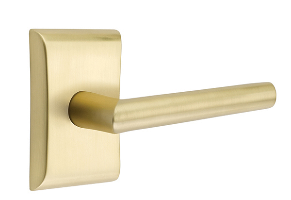 Emtek 5051STUUS4 Dummy, Pair. Neos Rosette. Stuttgart Lever. Satin Brass