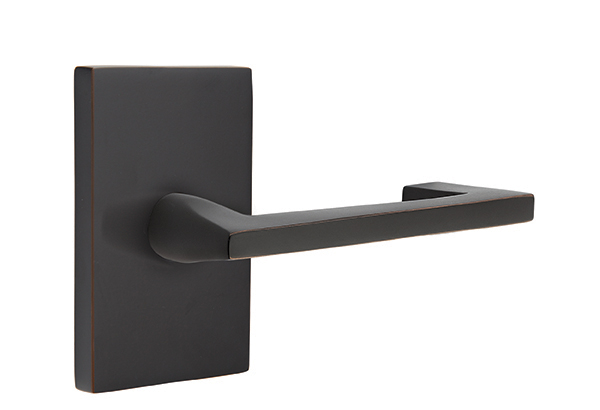 Emtek 5052AGUS10B Dummy, Pair. Modern Rectangular Rosette. Argos Lever. Oil Rubbed Bronze