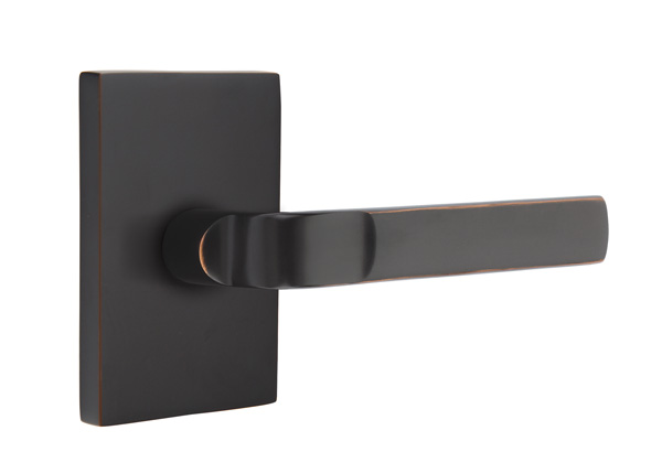 Emtek 5052ASTUS10B Dummy, Pair. Modern Rectangular Rosette. Aston Lever. Oil Rubbed Bronze