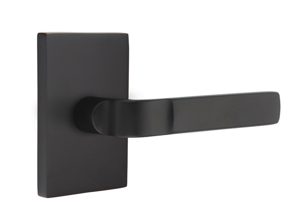 Emtek 5052ASTUS19 Dummy, Pair. Modern Rectangular Rosette. Aston Lever. Flat Black