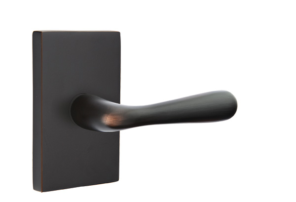 Emtek 5052BAUS10B Dummy, Pair. Modern Rectangular Rosette. Basel Lever. Oil Rubbed Bronze