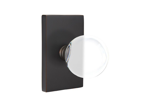 Emtek 5052BLUS10B Dummy, Pair. Modern Rectangular Rosette. Bristol Knob. Oil Rubbed Bronze