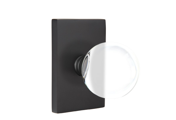 Emtek 5052BLUS19 Dummy, Pair. Modern Rectangular Rosette. Bristol Knob. Flat Black