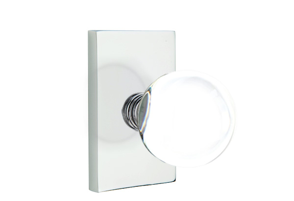 Emtek 5052BLUS26 Dummy, Pair. Modern Rectangular Rosette. Bristol Knob. Polished Chrome