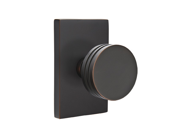 Emtek 5052BNUS10B Dummy, Pair. Modern Rectangular Rosette. Bern Knob. Oil Rubbed Bronze