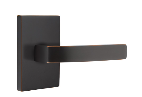 Emtek 5052BRLUS10B Dummy, Pair. Modern Rectangular Rosette. Breslin Lever. Oil Rubbed Bronze