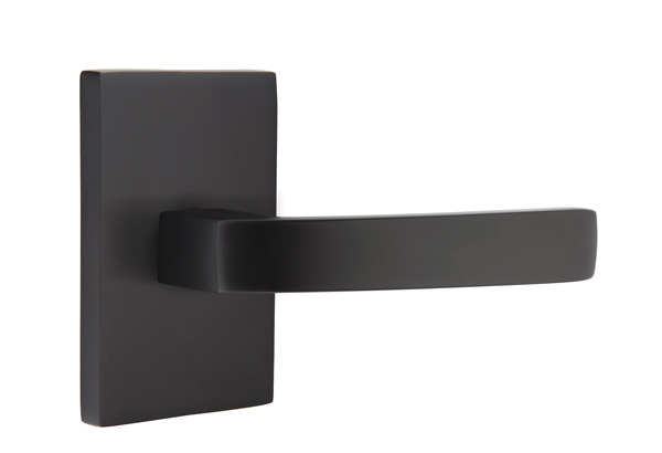 Emtek 5052BRLUS19 Dummy, Pair. Modern Rectangular Rosette. Breslin Lever. Flat Black