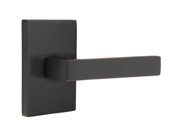 Emtek 5052DTUS10B Dummy, Pair. Modern Rectangular Rosette. Dumont Lever. Oil Rubbed Bronze