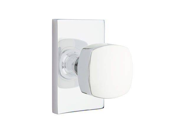 Emtek 5052FRKUS26 Dummy, Pair. Modern Rectangular Rosette. Freestone Knob. Polished Chrome