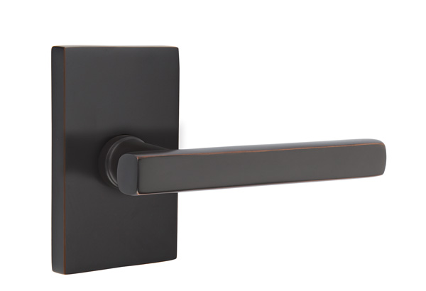 Emtek 5052FRLUS10B Dummy, Pair. Modern Rectangular Rosette. Freestone Lever. Oil Rubbed Bronze